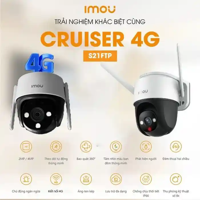 IMOU CRUISER 4G 2mp Pan & Tilt (PT) IP Camera 4G Connection | 1080P HD Image | Panoramic Pan & Tilt | Human Detection | Smart Tracking